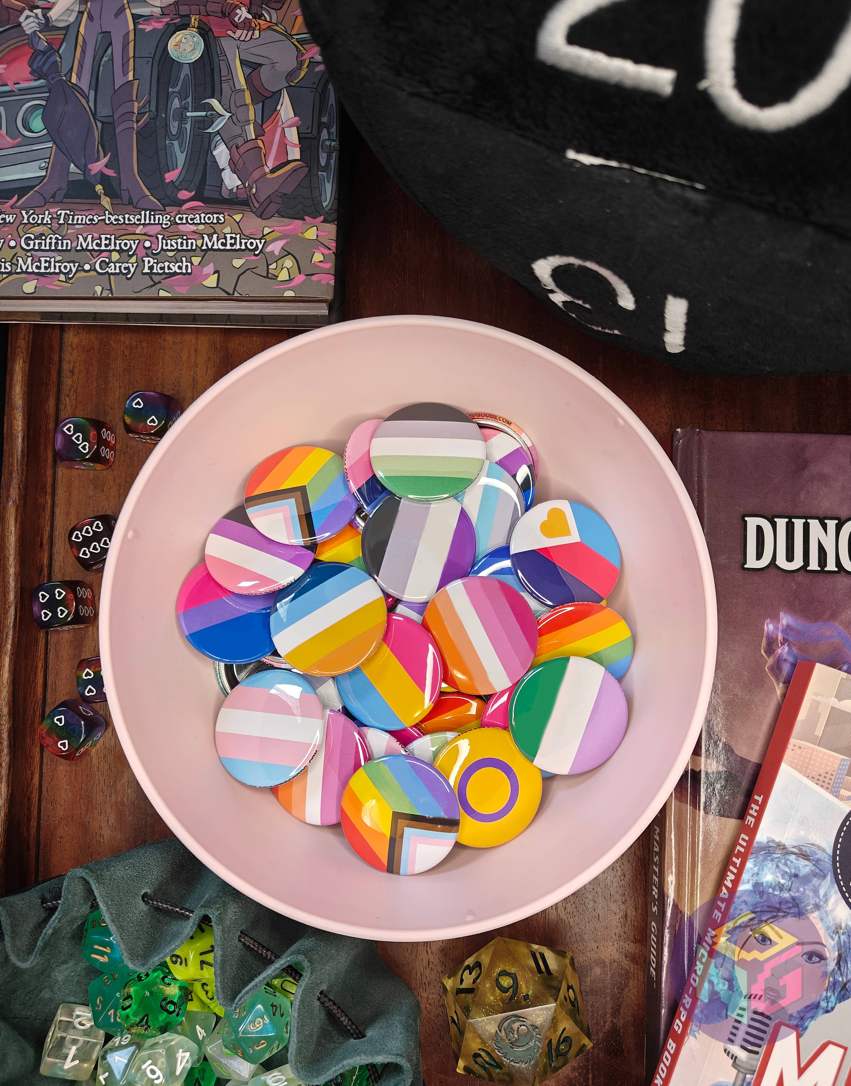 Gay Nerd Goods - Wholesale Lapel Pin/Button - Inclusive Pride Flag Button Mix7