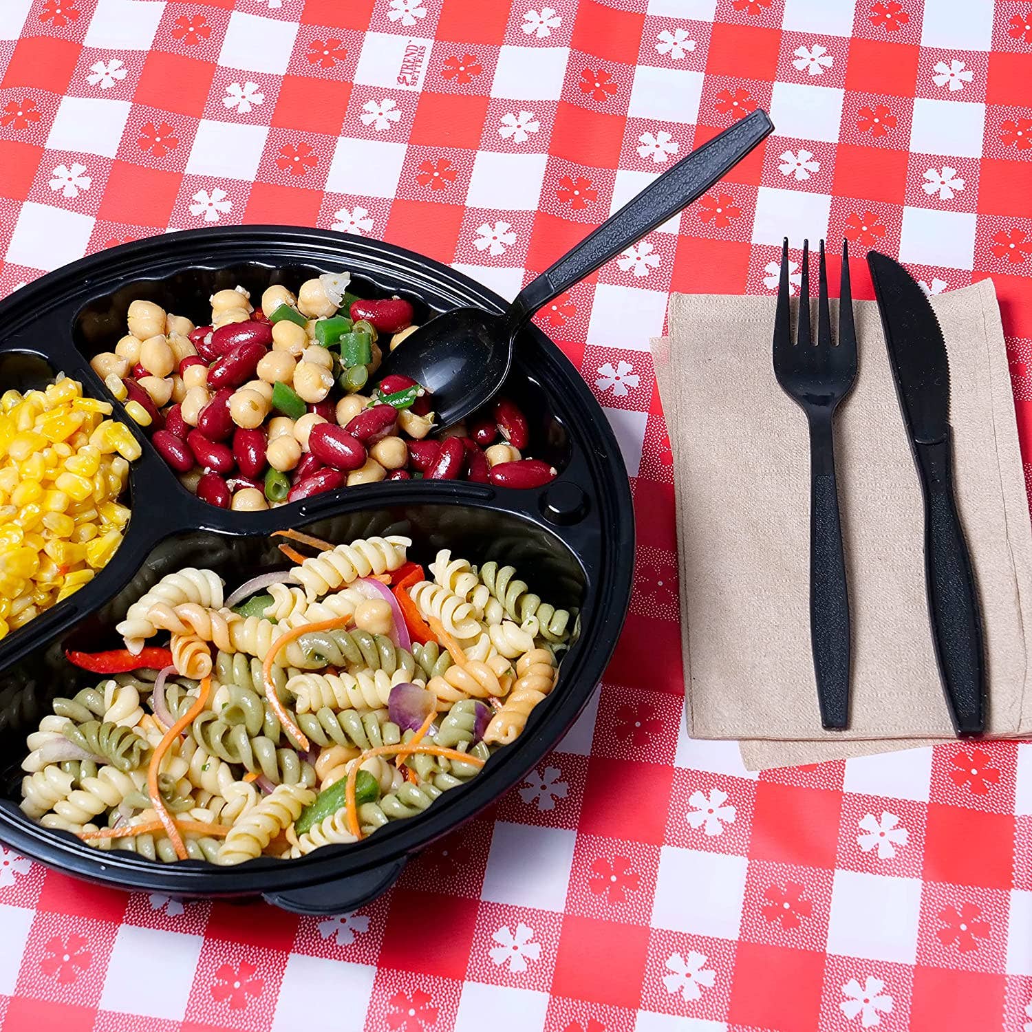 EcoQuality – Großhandel Lebensmittelbehälter – Runde Behälter für die Zubereitung von Mahlzeiten mit 3 Fächern und Deckel, 33 Unzen6