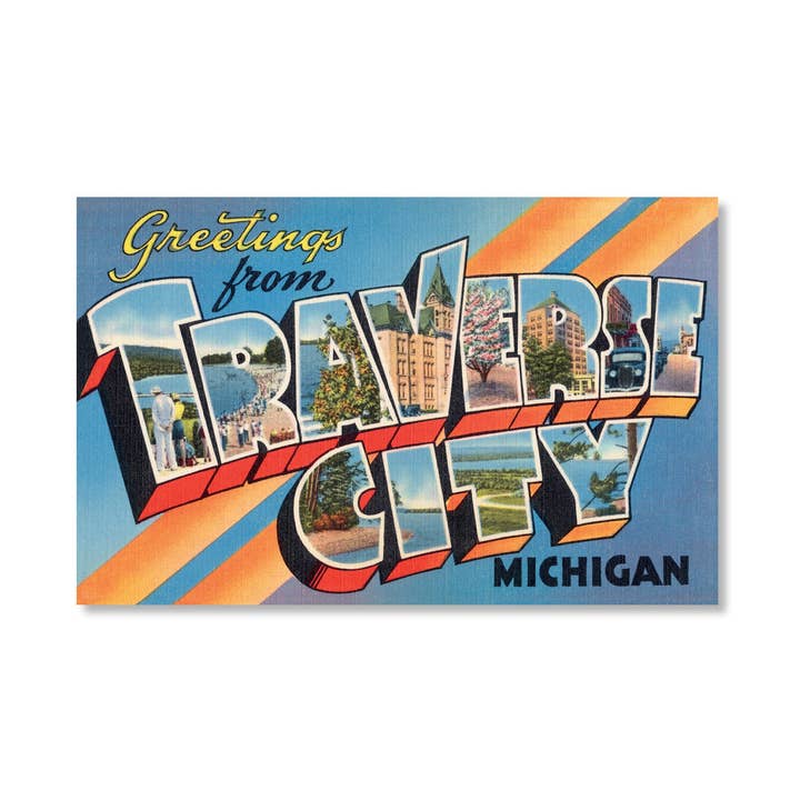 Peninsulas - Wholesale Postcard - Greetings from Traverse City Postcard0