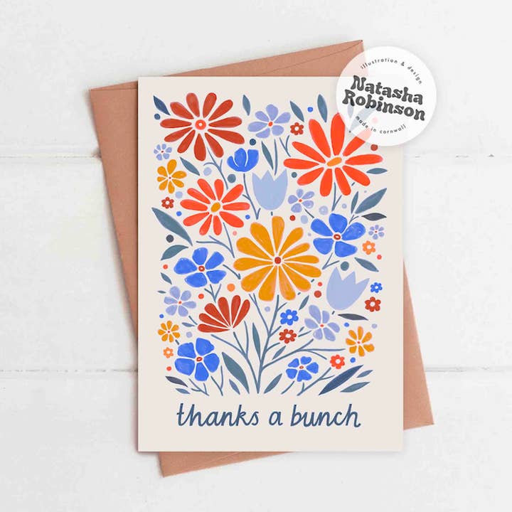 Natasha Robinson - Vendita all'ingrosso Biglietti di ringraziamento - Biglietto di auguri Thank You Flower Thanks a Bunch A60