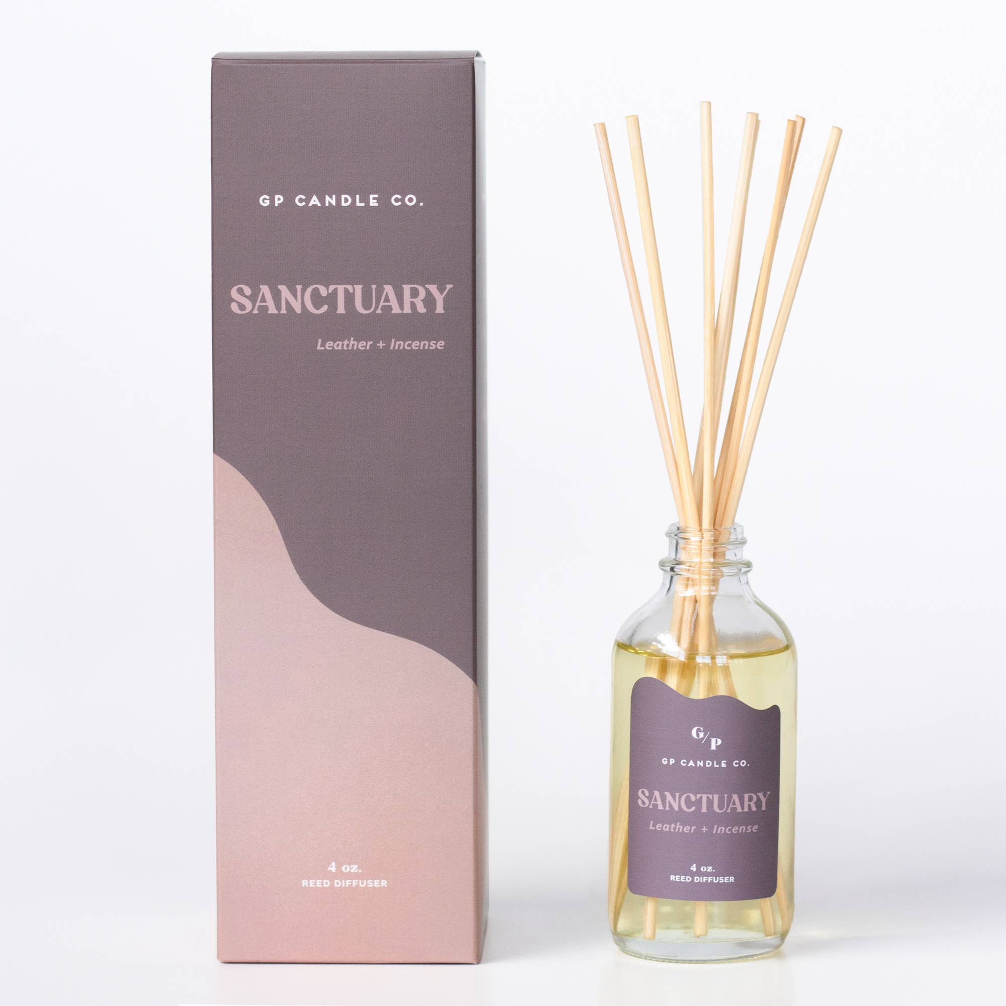GP Candle Co. - Wholesale Reed Diffuser - Sanctuary 4 oz. Hue Reed Diffuser (Leather + Incense)1