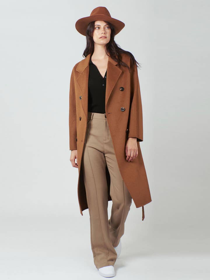 Glover Wool Coat - Chocolate for wholesale by lakeyo