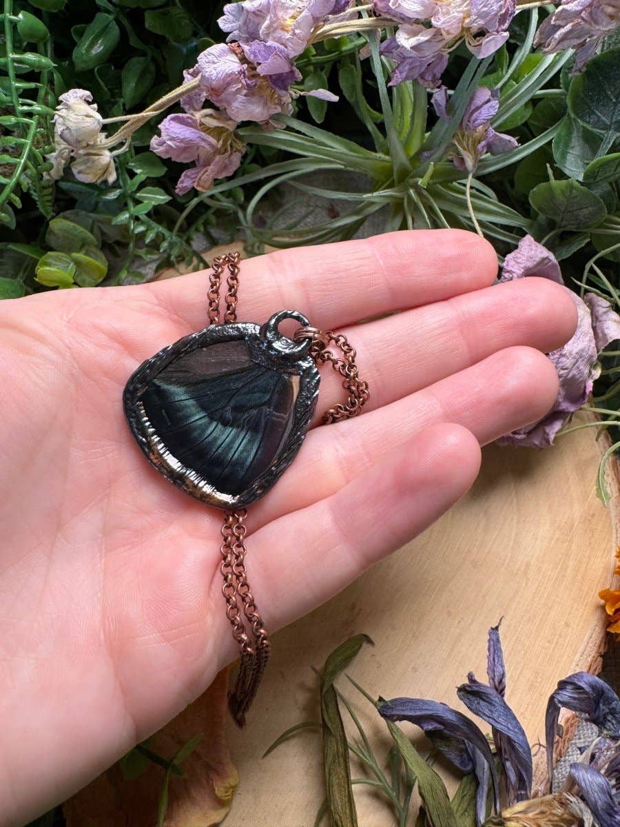 Copper Ashes - Wholesale Pendant/Charm Necklace - Labradorite and Butterfly Wing Necklace (reversible)2