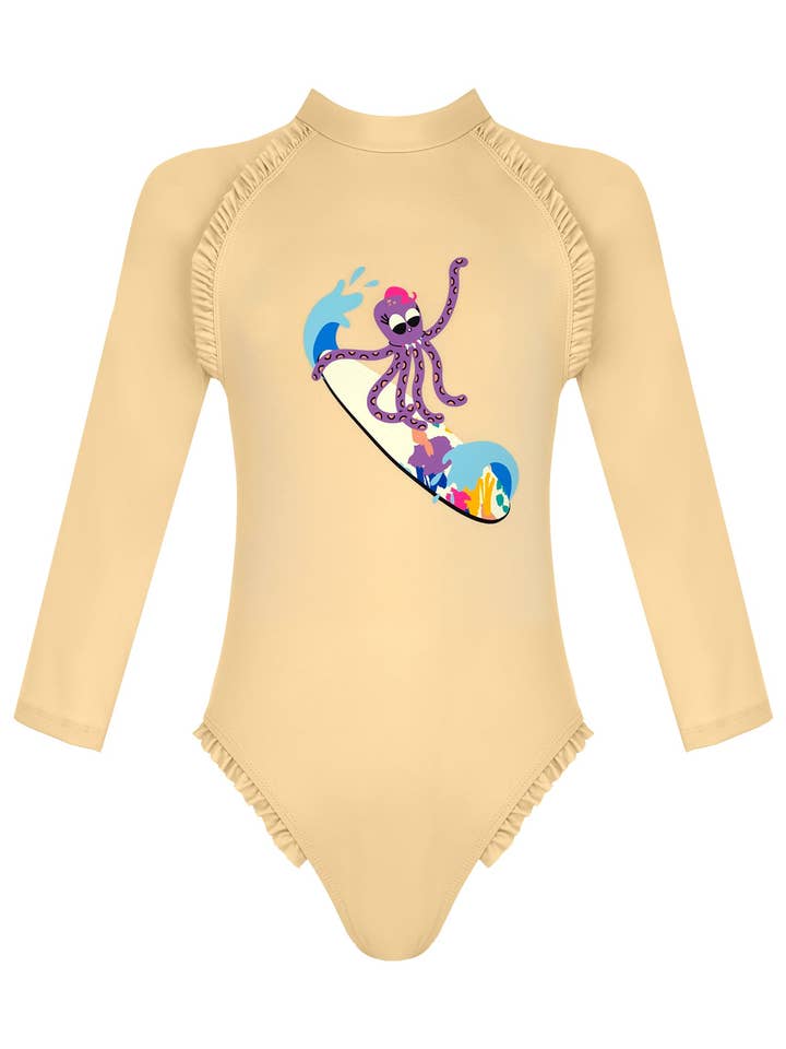 Pulpo Estampado UPF50+ Bebés Manga Larga Una Pieza para venta al por mayor de Daring Littles