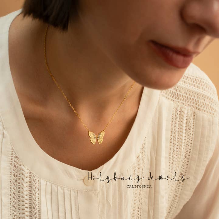 BUTTERFLY PENDANT NECKLACE - N-E3140 for wholesale by HolyBang Jewels