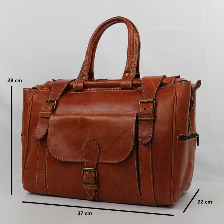 Håndlavet marokkansk læderrejsetaske for engroshandel hos HandHappiness