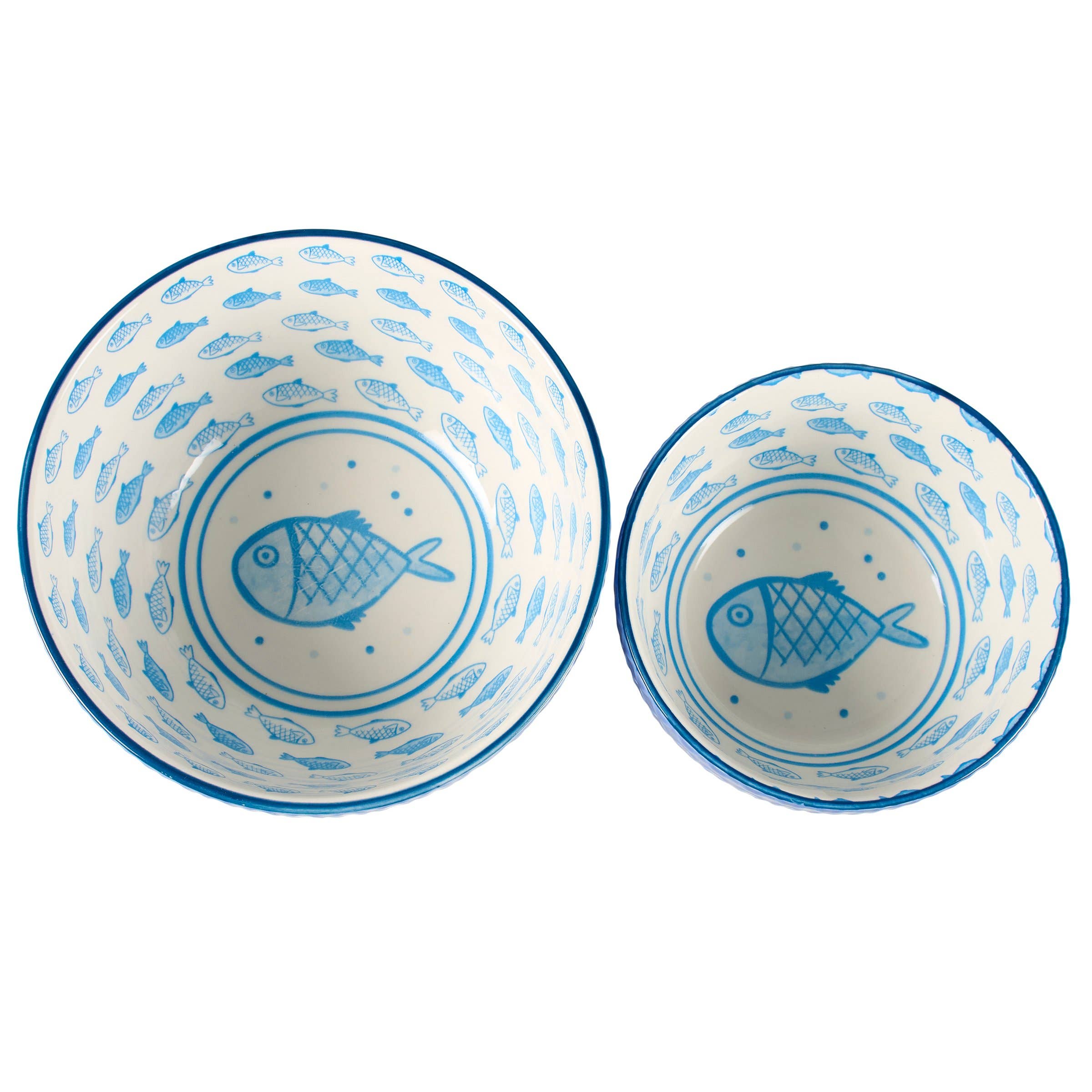 Primitives by Kathy - Wholesale Decorative Plate/Dish/Bowl - Blue Fish Bowl Set1