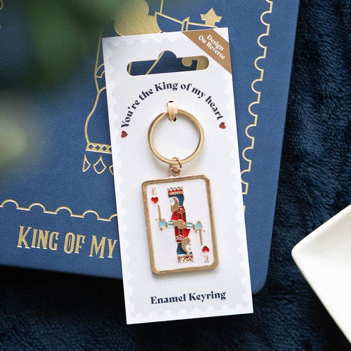 Something Different Wholesale - Wholesale Keychain - Unisex - King of My Heart Playing Card Father's Day Keyring