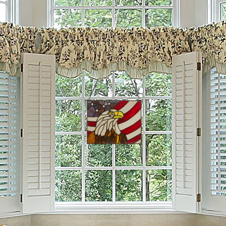 River of Goods - Wholesale Suncatcher - 9.5"H Americana Eagle Stained Glass Window Panel3