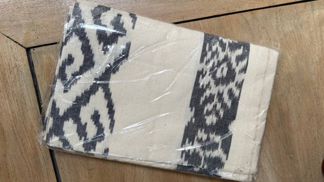 Kasih Co-op - Wholesale Throw Blanket - Ikat Blanket Throw, White & Gray Handwoven in Indonesia5