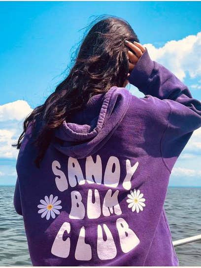 Felpa con cappuccio Purple Sand Sandy Bum Club per la vendita all'ingrosso da parte di Planks Canada
