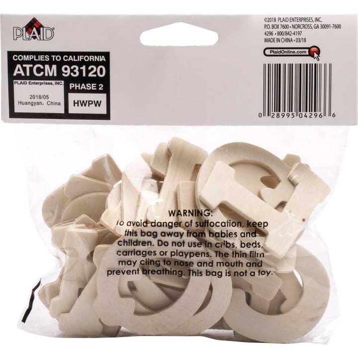 Plaid Crafts - Wholesale Craft Supplies - Plaid Wood Surface Letter Pack Fun Font 36 Piece