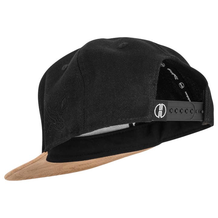 Blackskies - Wholesale Flat Brim Cap - Men's - Port Fairy Snapback Cap - Black Suede4