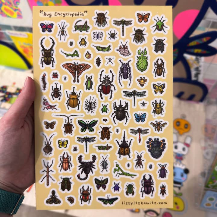 Lizzy Itzkowitz - Wholesale Sticker - Bug Encyclopedia: Waterproof Clear Vinyl Large Sticker Sheet1