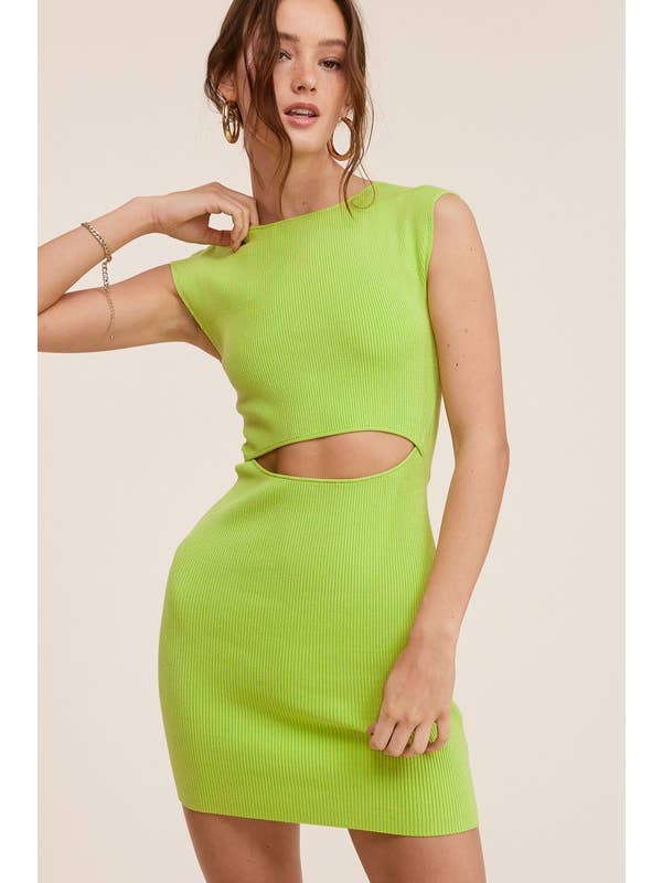 Mimosa - Wholesale Dress - Women's - Open-Pack Ribbed Knit Bodycon Cut Out Mini Dress1