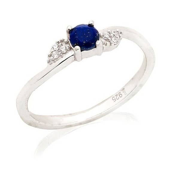 OPALOOK France - Wholesale Cocktail/Statement Ring - Ring with natural blue lapis lazuli, in rhodium-plated sterling silver0