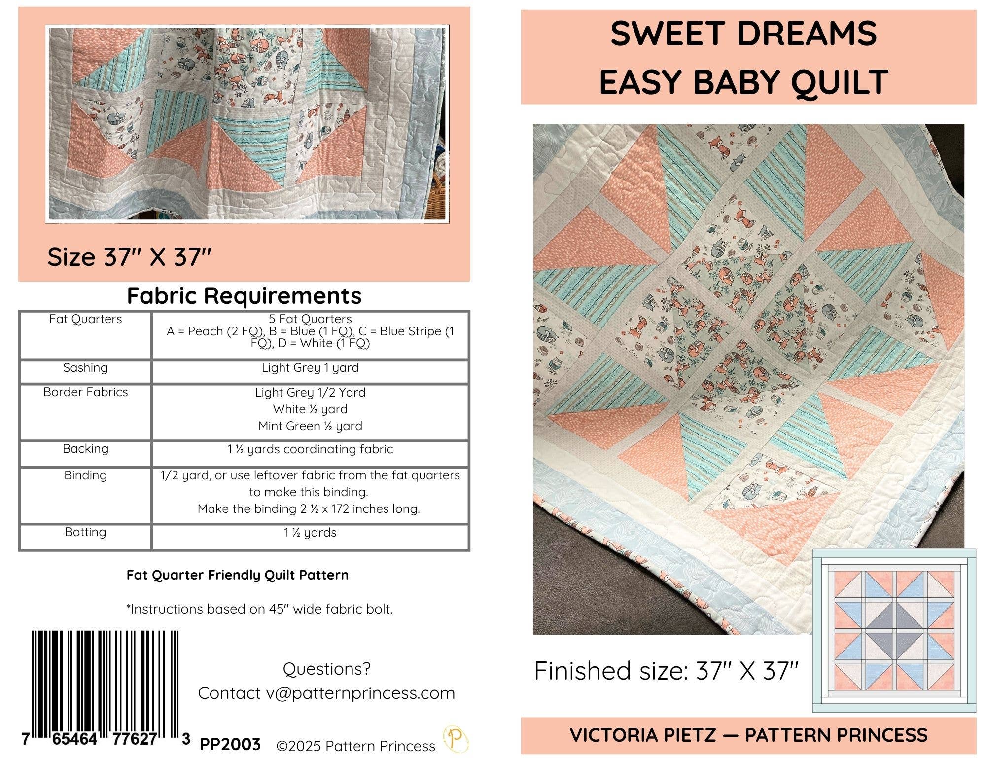 Pattern Princess - Wholesale Quilt - Kids & Baby - Sweet Dreams Easy Baby Quilt 4