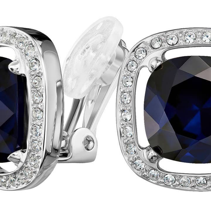 Traveller Clip earrings - platinum plated - Crystal - 157621 for wholesale by Hollander Jewels B.V.