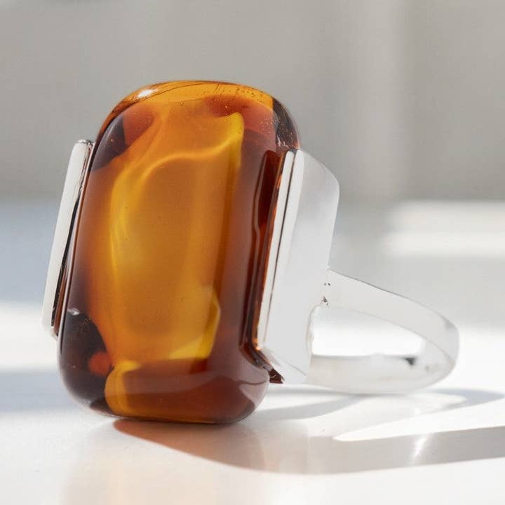 Soho Amberfire - Silverring för wholesale av OR Design