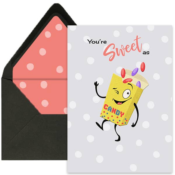 Sweet As Candy Vintage Lobby Concessions Love Greeting Card for wholesale by Mod Lounge Paper Company
