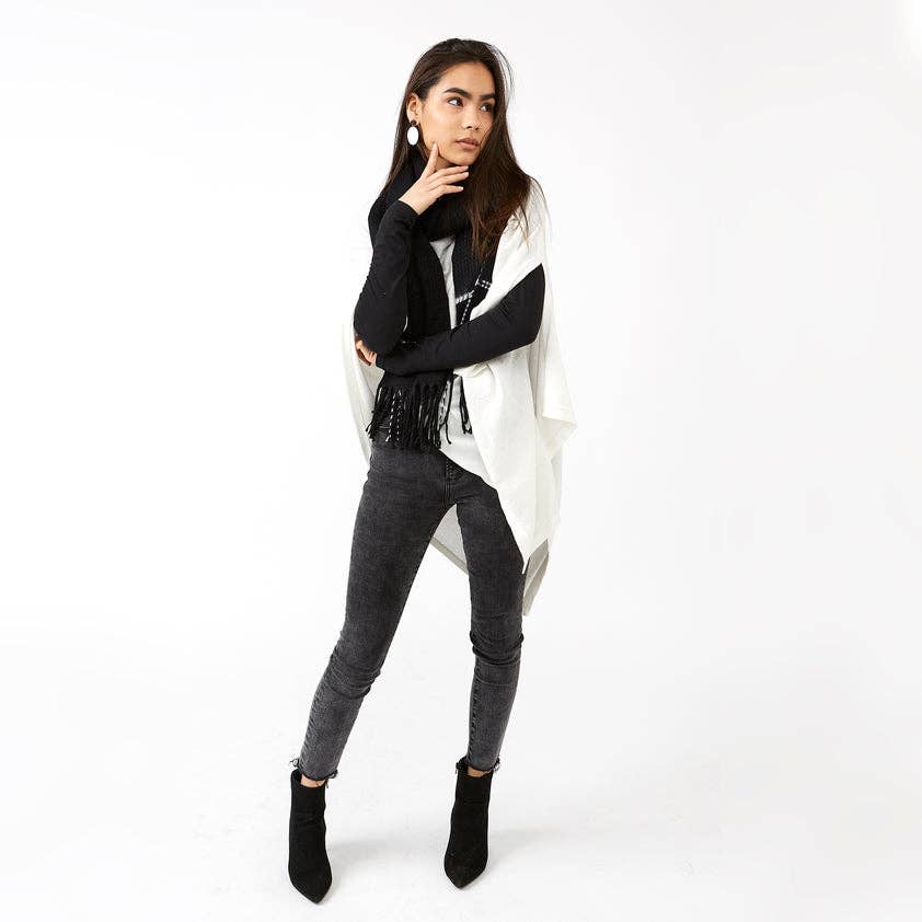 Hadley Wren - Wholesale Poncho - Women's - Ivory Solid Cotton Poncho4