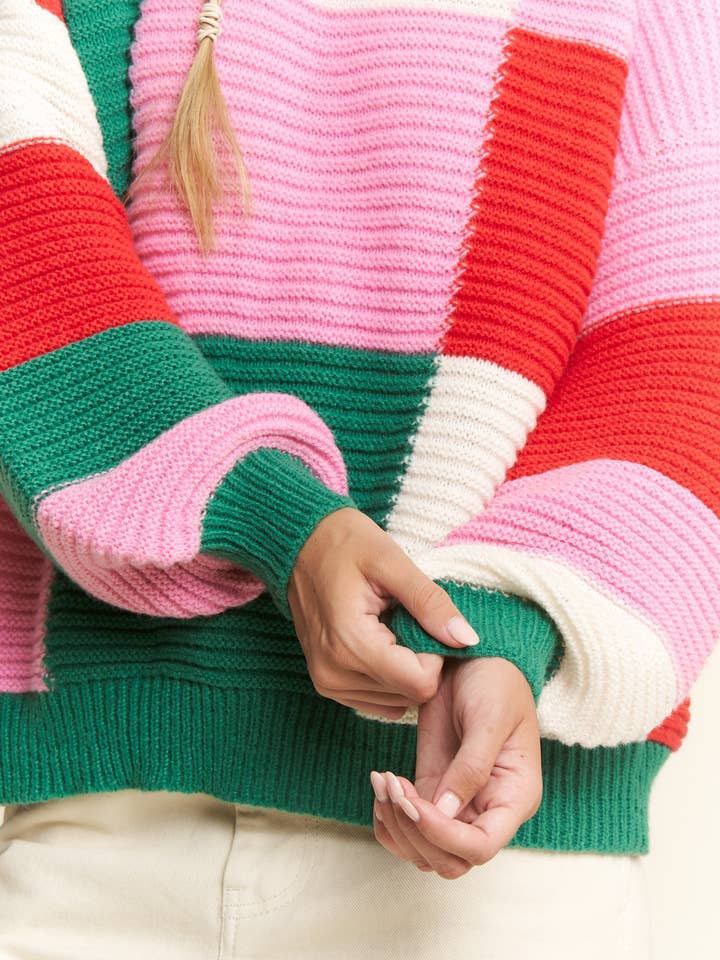 JADE BY JANE - Wholesale Knit Sweater - Women's - GEOMETRIC MULTICOLOR KNIT SWEATER9