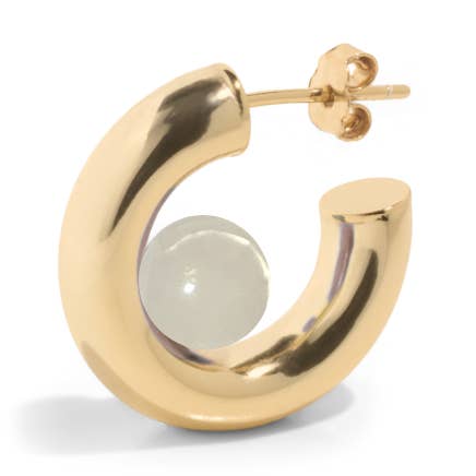 DE YUNA HOOP WIT KWARTS - 18k goud vermeil voor wholesale door BOUND STUDIOS