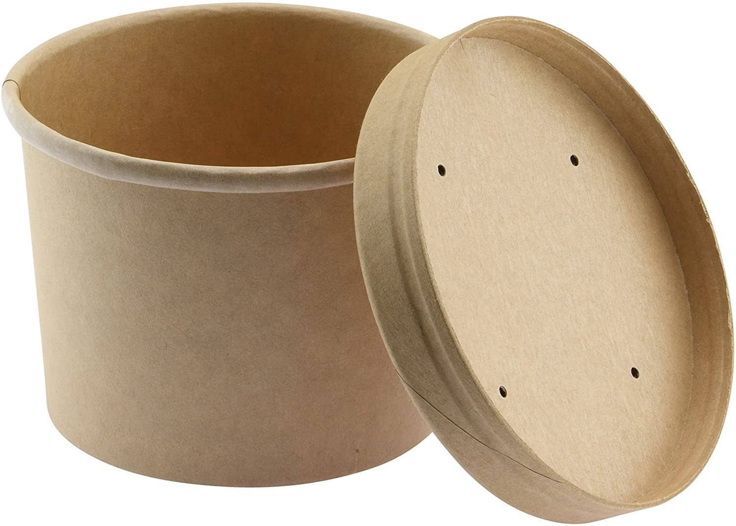 singleware - Wholesale Food Storage Container - NYHI Kraft Paper Soup Storage Containers With Lids | 8 Ounce Insulated Take Out Disposable Food Storage Container Cups For Hot & Cold Foods | Eco Friendly To Go Soup Bowls With Vented Lid | 50 Pack1