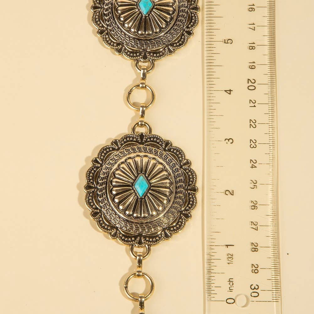 Anarchy Street – Engroshandel Bælte - Dame – Detaljeret udsmykket skive concho kædebælte3