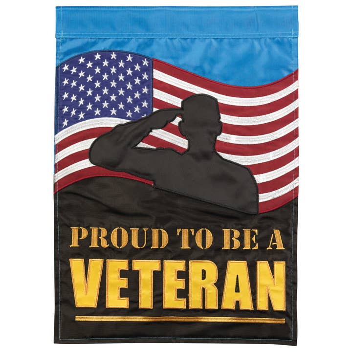 Proud to Be a Veteran Double Applique Garden Flag for wholesale by Magnolia