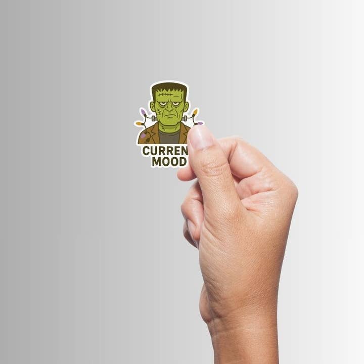 Slightly Askew Art - Wholesale Sticker - "Current Mood" Funny Punny Frankenstein Halloween Sticker1