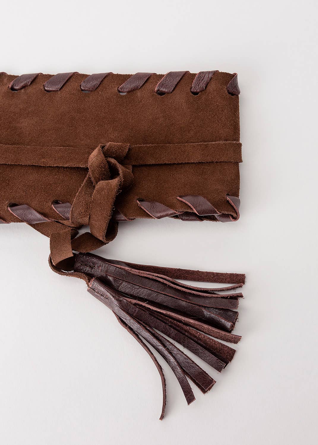 JUAN·JO GALLERY      (Leather Gallery, SCP) – Engroshandel Bælte - Dame – Boho-style bælte i ruskind med bindebånd - Brun5