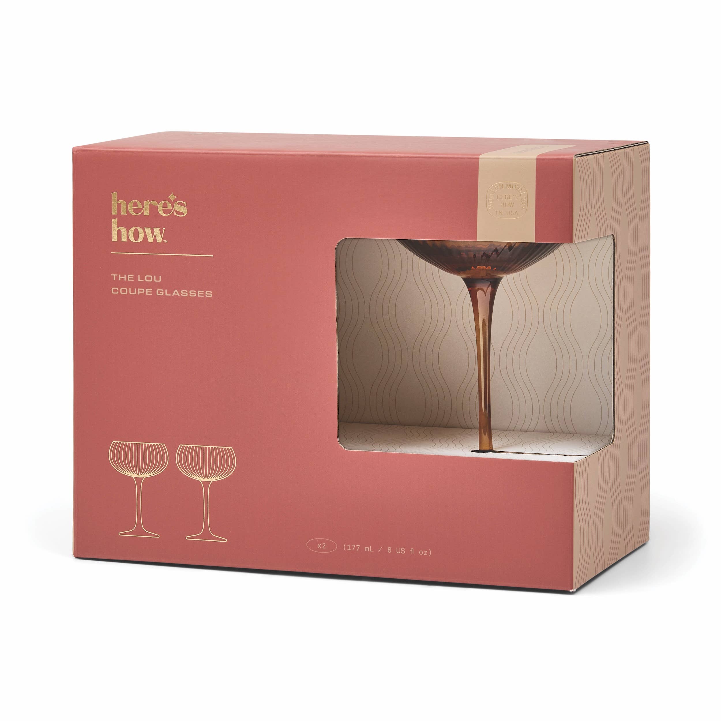 Here's How - Wholesale Cocktail/Liquor Glass - The Lou Coupe Glass - Set Of 2 Amber0