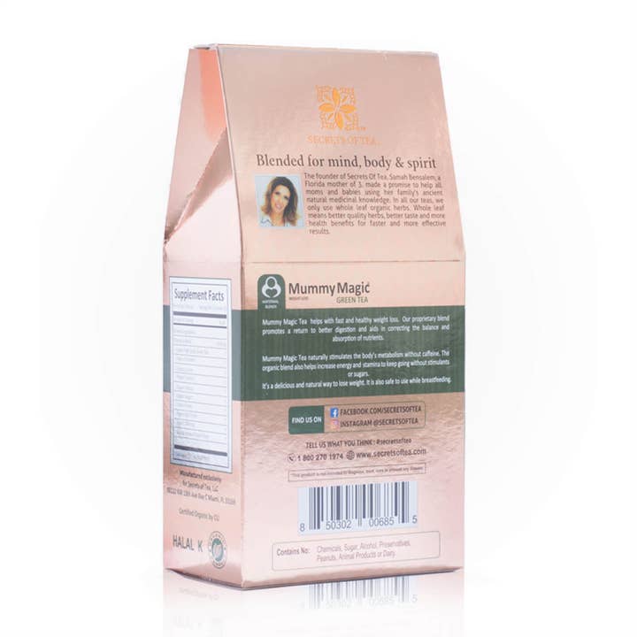 Secrets Of Tea - Wholesale Health/Detox Tea - Mummy Magic Weight Loss Green Tea- USDA Organic- 20 Sachets