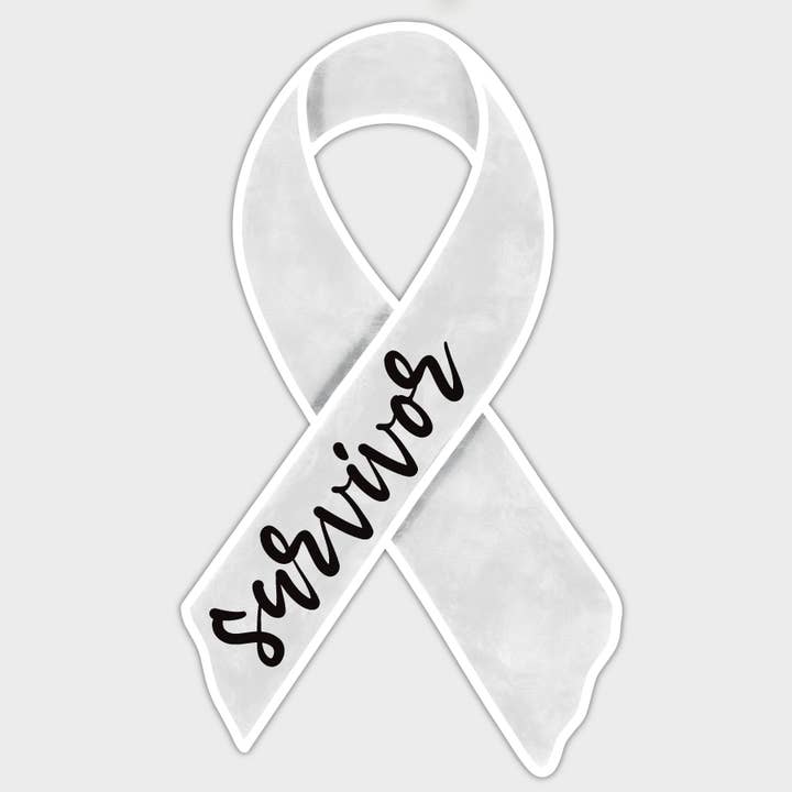 Lung Cancer White Ribbon Waterproof/Weatherproof Sticker for wholesale by Amanda Dolce Designs