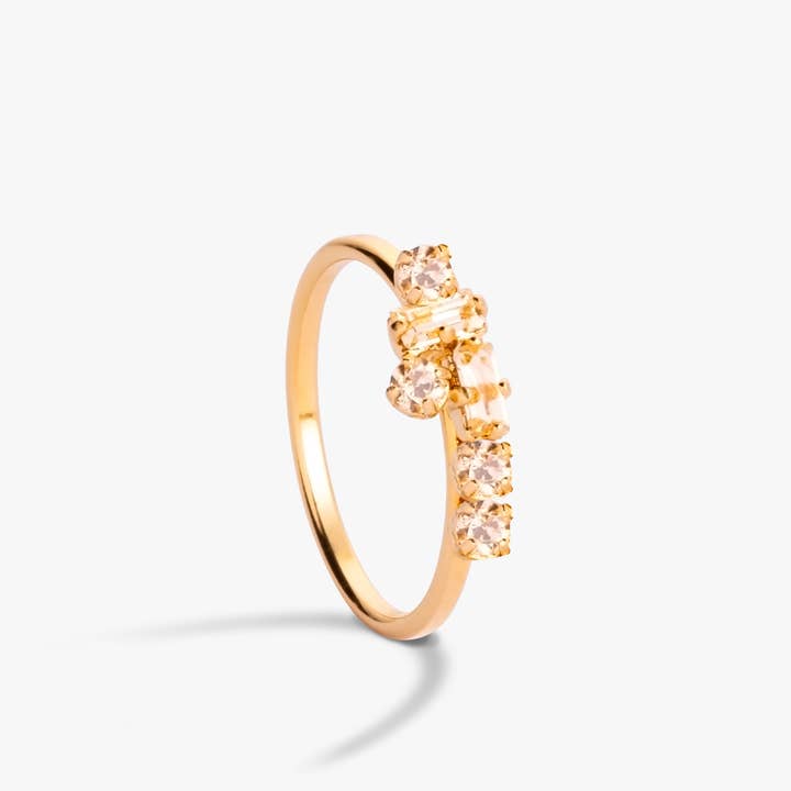 April Please - Wholesale Multi-Stone Ring - ULYSSE gold-plated stone ring