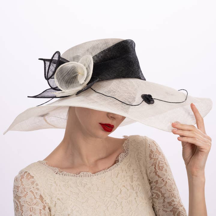KaKyCo - Wholesale Fascinator Hat - Women's - Two tone Callalily Adorned Wide Soft Sinamay Hats | 1171383