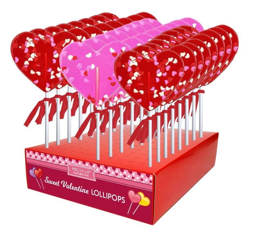 Melville Candy Company - Vente Sucettes - Sucettes Cœur en Confettis - Assorties1