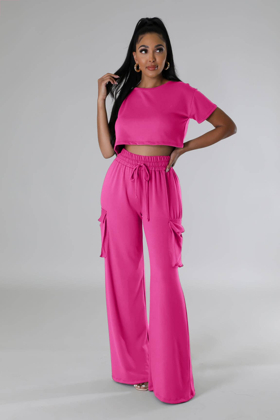 5besties inc - Wholesale Lounge Set - Women's - ROUND NECK CROP TOP & PANTS SET5