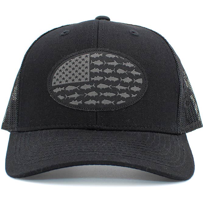 Hana - Wholesale Trucker Hat - Women's - USA Fish Flag Mesh Back American Flag Baseball Cap