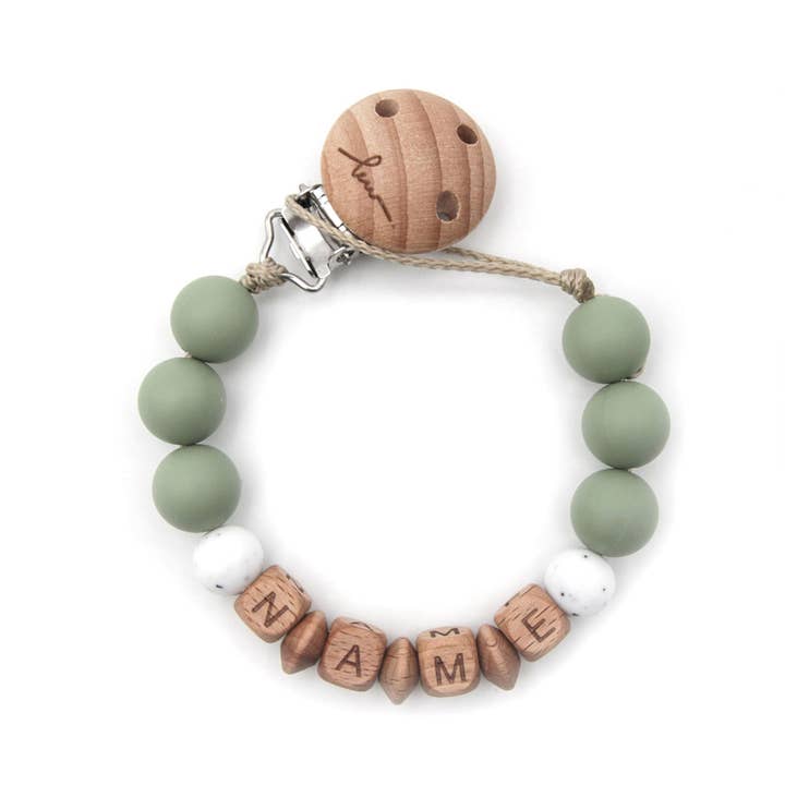 Kristin Weiss Manufaktur - Wholesale Pacifier Clip - Baby - dummy chain Euca - sage1
