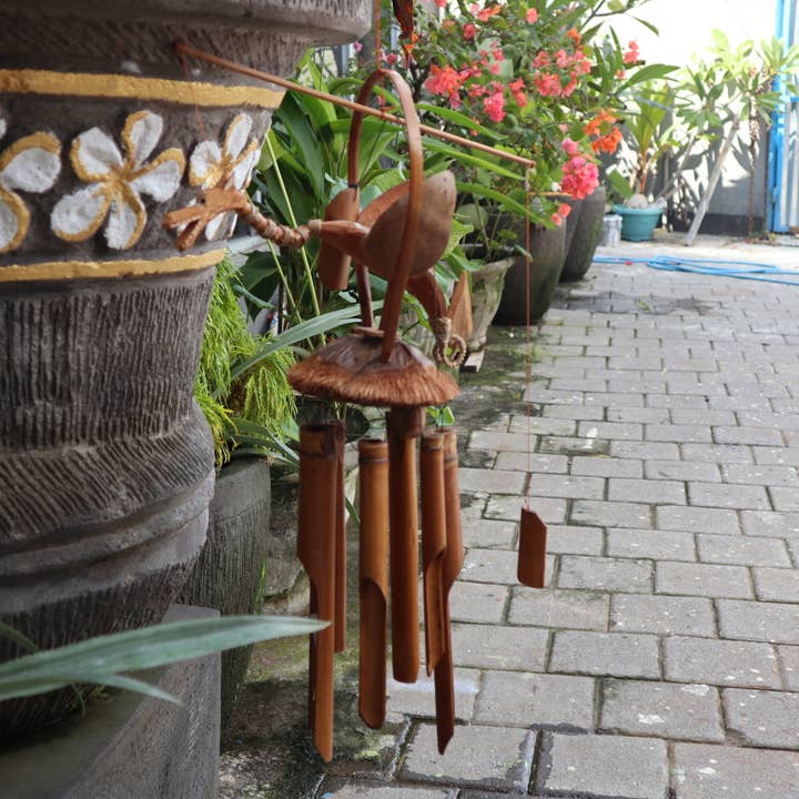 Bamboo Windchime - Natural finish - Coconut Dragon for wholesale by Ancient Wisdom