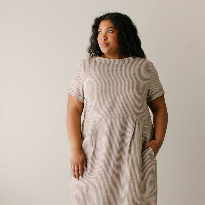 'Marta' 100% Linen Striped Midi Dress FINAL SALE and other Purchase Wholesale linen me. Free Returns & Net 60 Terms on Faire trending on Faire.