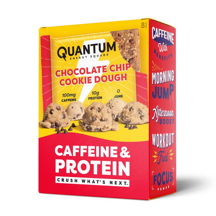 Chocolate Chip Cookie Dough, Caffeine & Protein Bar for wholesale by Quantum Energy Square