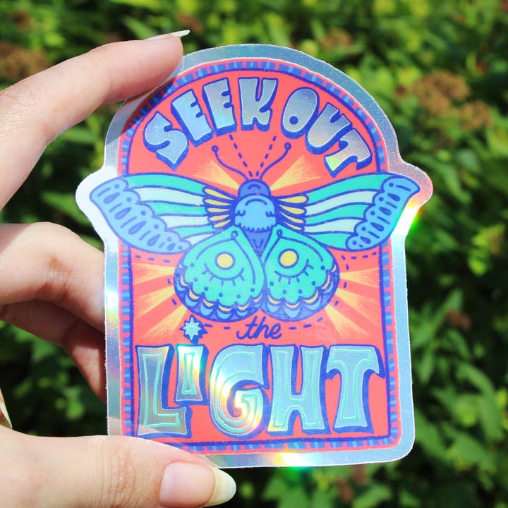 Blå holografisk mølklistermærke for engroshandel hos Quite Colorful