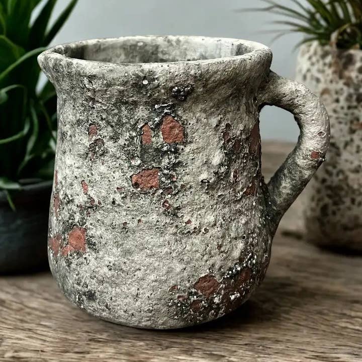 Cement rustik blommig burk för wholesale av Vagabond Vintage