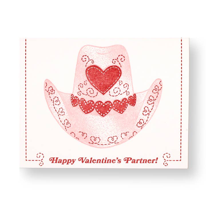 Carte à lettrepress Saint-Valentin chapeau de cowboy pour la vente par Letterpress PLAY