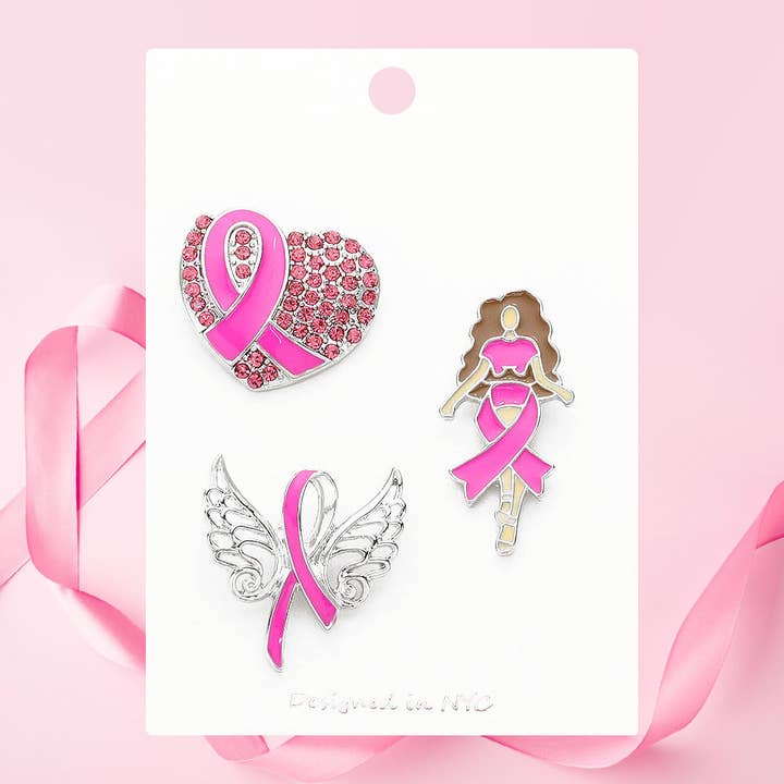 3PCS - Broches Épingles Fille Afro Ailes d'Ange Cœur Ruban Rose pour la vente par Sensibling Corp.