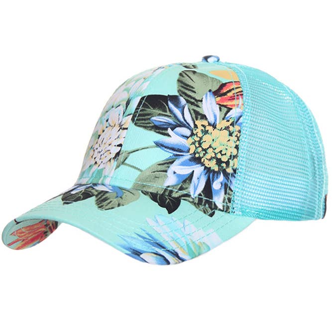 Hana - Wholesale Baseball Cap - Women's - C.C Floral Print Trucker Baseball Cap