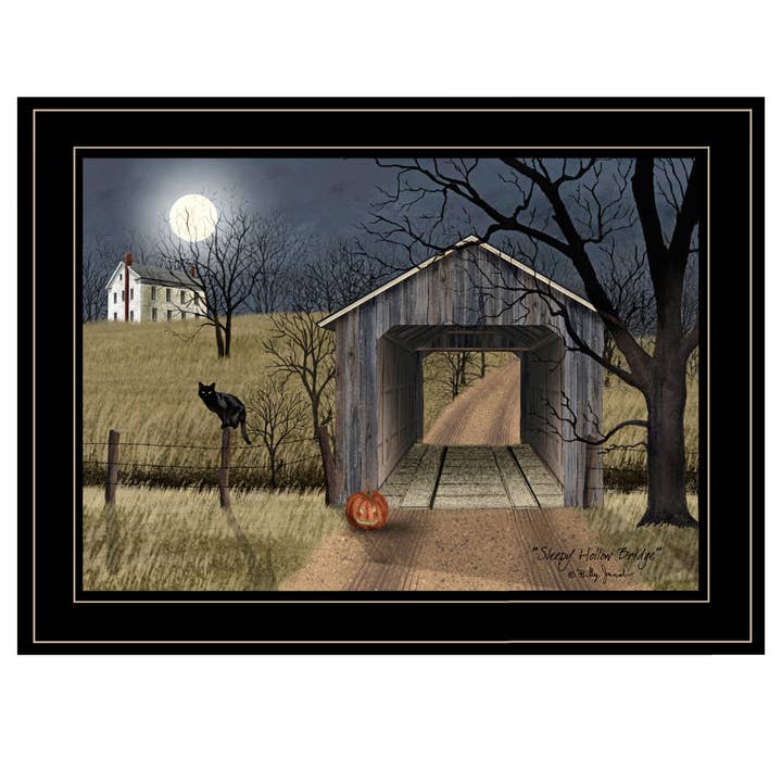 „Sleepy Hollow Bridge“ indrammet vægkunst, moderne boligindretning for engroshandel hos Trendy Decor 4U